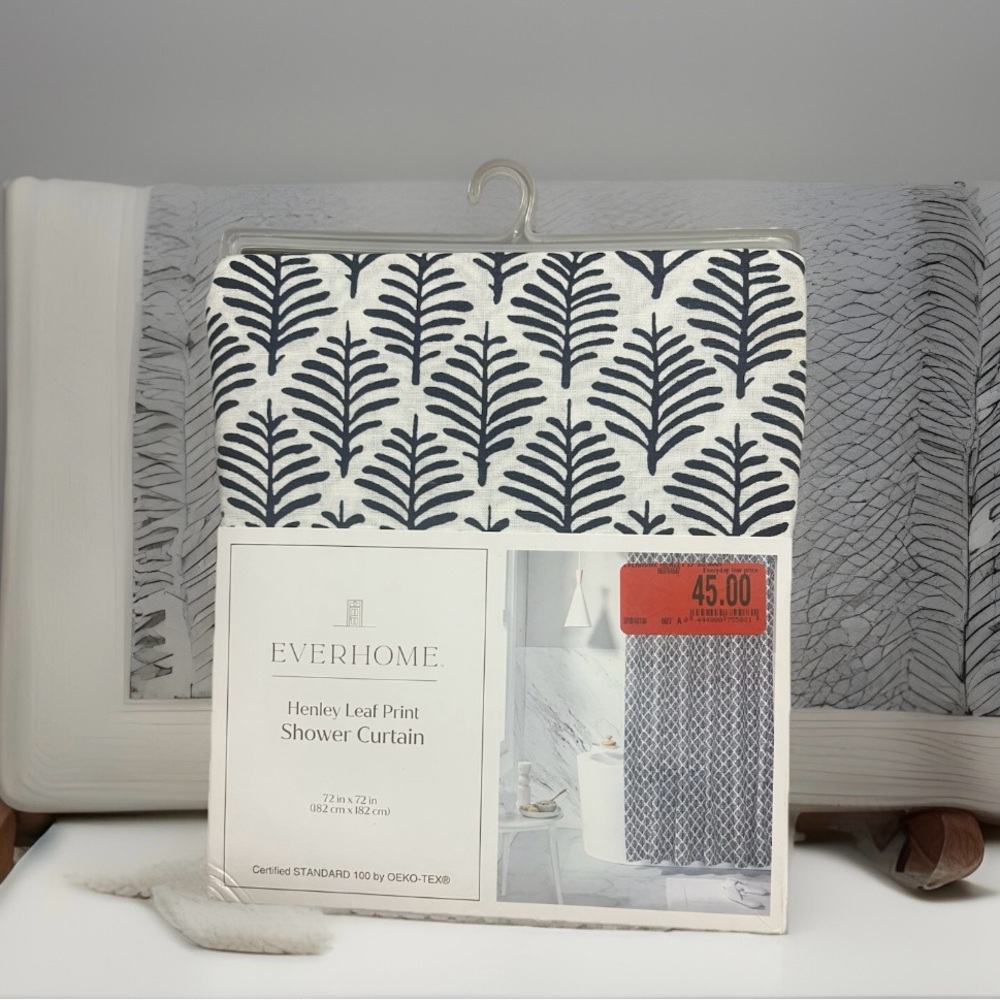 Everhome 72-Inch X 72-Inch Henley Leaf Long Shower Curtain in Maritime Blue